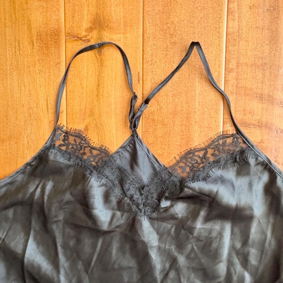 90s Black Secret Treasure Satin Cami Slip Nightgown L - Picture 7 of 8